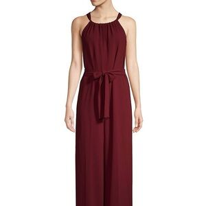 Trina Turk Burgundy Belted Jumpsuit